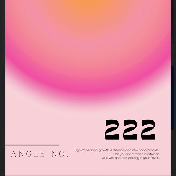 Angel Number 222 Pink Orange Aura Gradient Spiritual Wall art Prints - Picture 3 of 3